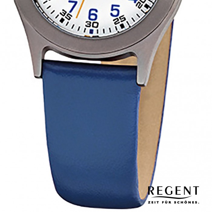 Regent Kinder-Armbanduhr - Kinderuhren Leder Quarz URF947 - blau