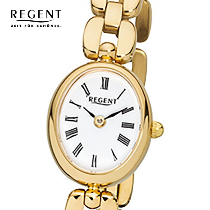 Regent Damen-Armbanduhr F-1407 Mini gold Stahl-Armband URF969 Quarz-Uhr