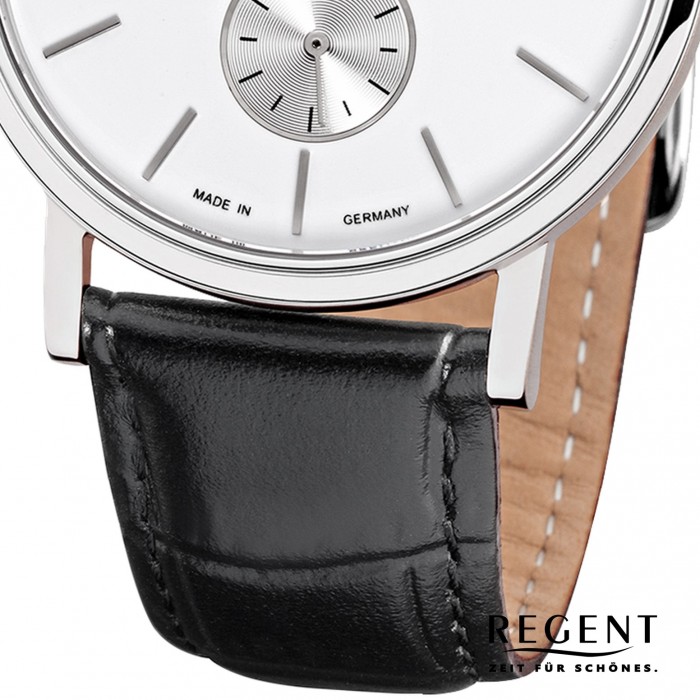 Regent Herren-Armbanduhr Quarz-Uhr URGM1451 Leder-Armband schwarz Uhr