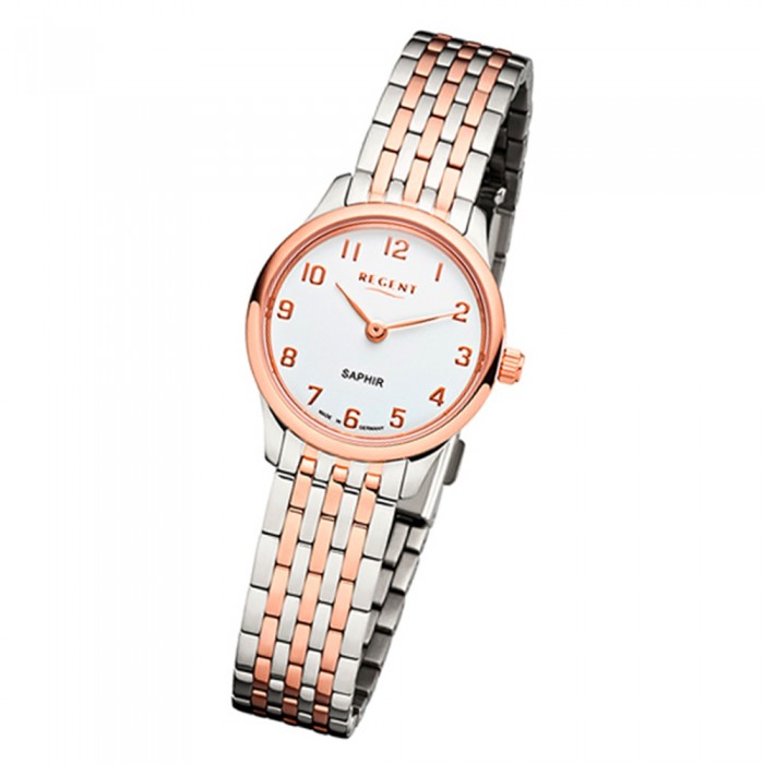 Regent Damen Armbanduhr URGM1460 silber Metall GM-1460 rosegold Analog Quarz-Uhr