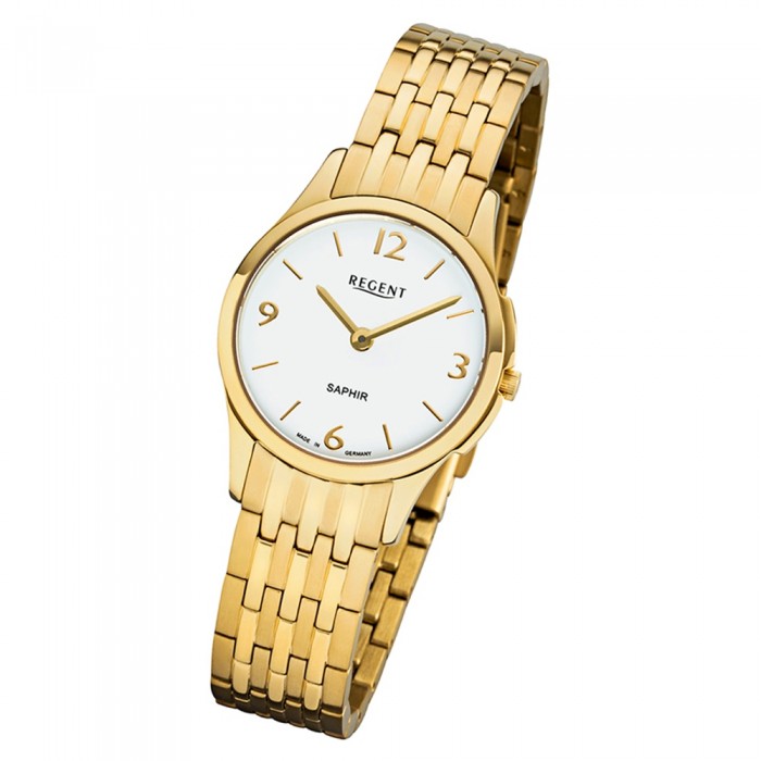 Regent Damen Armbanduhr Metall GM-1619 Analog URGM1619 Quarz-Uhr gold