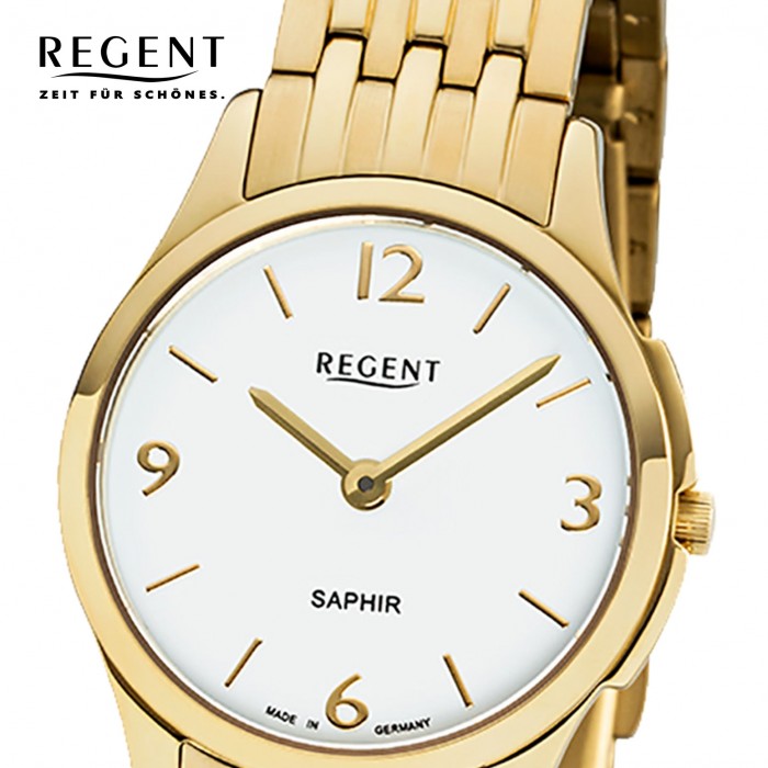 Regent Damen Armbanduhr Analog URGM1619 Quarz-Uhr Metall gold GM-1619