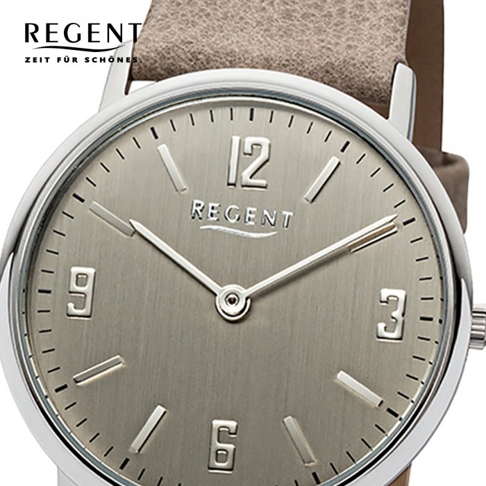 Regent Damen-Armbanduhr Quarz Uhr Leder-Armband Uhr beige hellbraun URLD1610