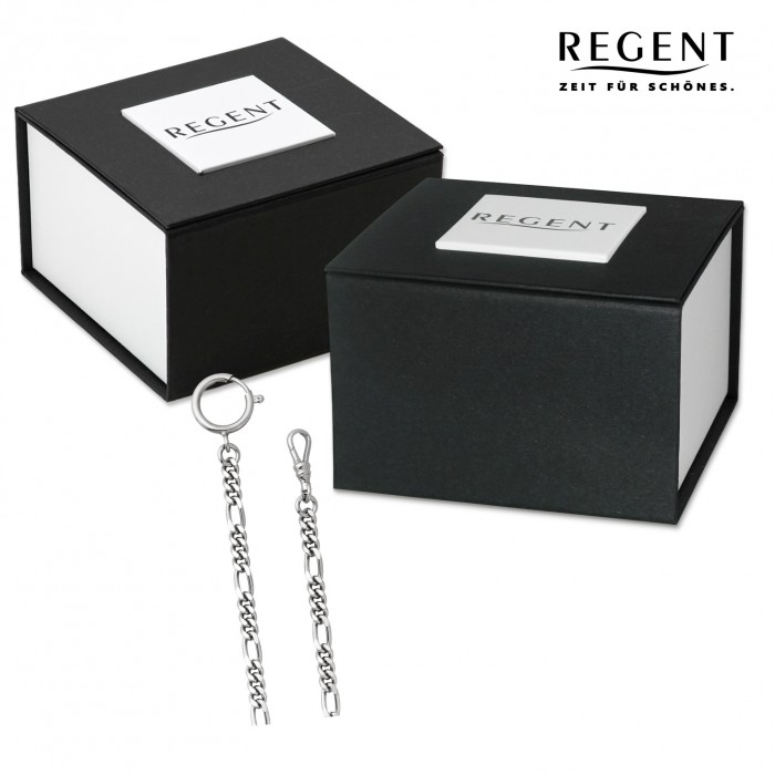 Regent Damen Herren Taschenuhr Kette Figaro 5mm silber vernickelt URP049