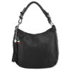 Florence Echtleder Hobo Bag Damen schwarz Schultertasche Umhngetasche OTF134S