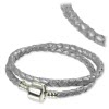 IMPPAC Clip Lederarmband geflochten silber doppelt SMLA3638