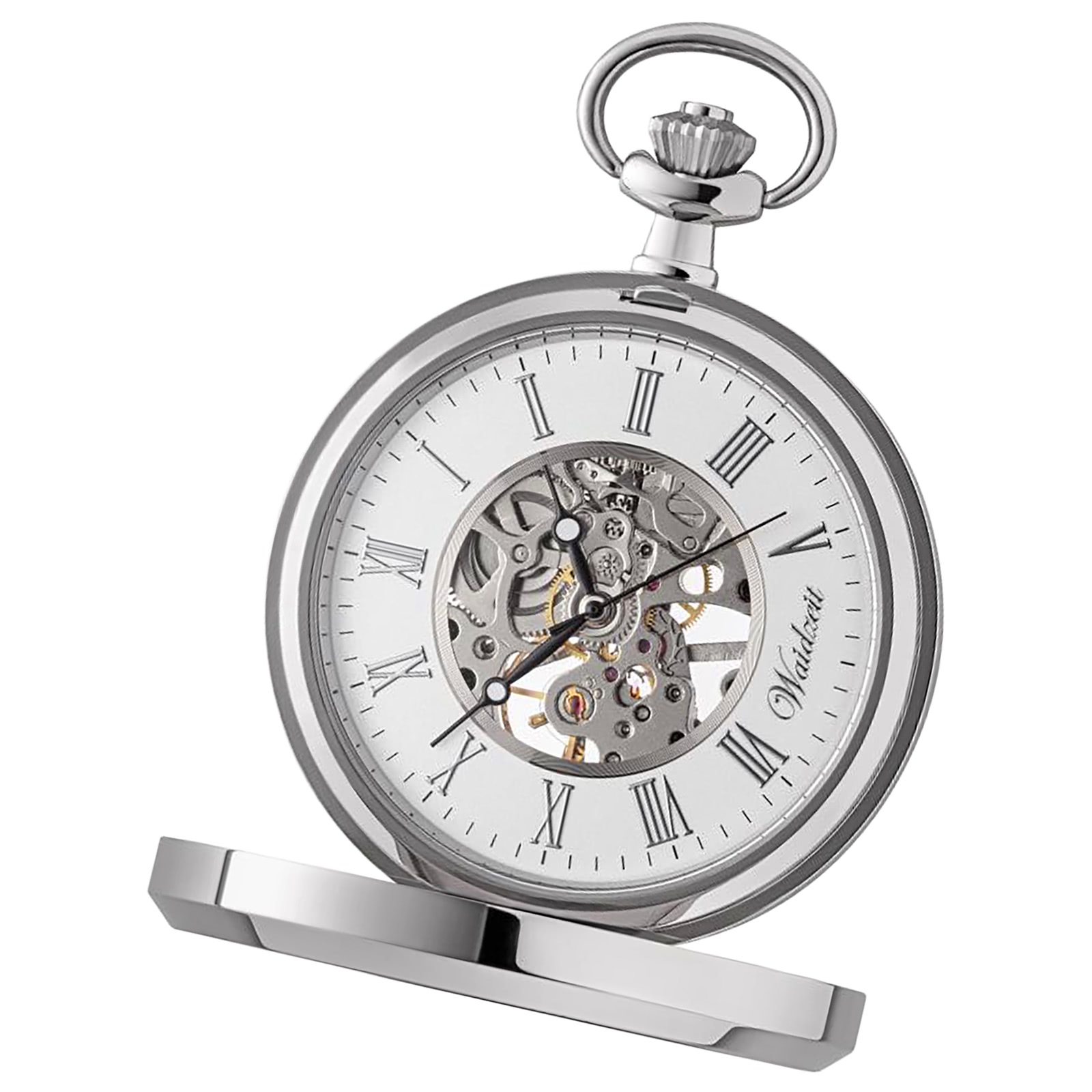 Waidzeit Herren Taschenuhr Edelstahl silber mit Uhrenkette UWAFJ01