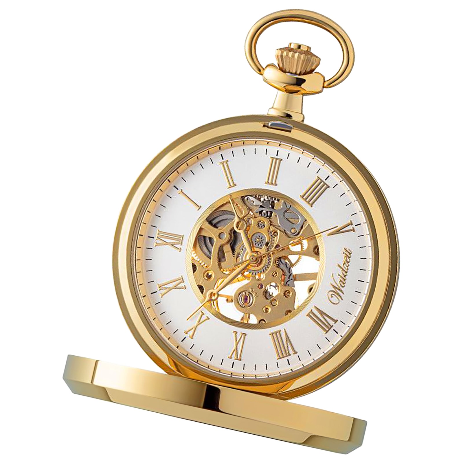 Waidzeit Herren Taschenuhr Edelstahl vergoldet mit Uhrenkette UWAFR01